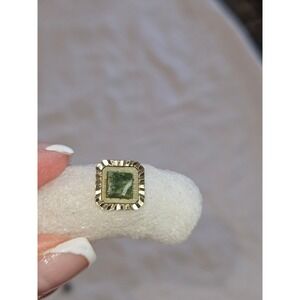 Swank Vintage Square Green Stone Gold Tone Tie Tack Lapel Pin Elegant Accessory